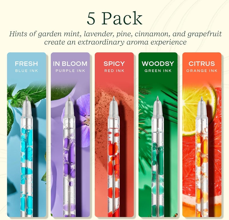 LifeLines Scented Lava Gel Pen Set, 5-Pack (Multi-Color) - 0.5mm Colored Gel Pens Infused with Scented Essential Oil Blends & Mesmerizing Lava - School Supplies for College Kids & Adults - Image 4